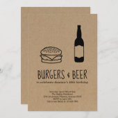 バーガー＆ビール独身/誕生日パーティーの招待状 招待状 (正面/裏面)