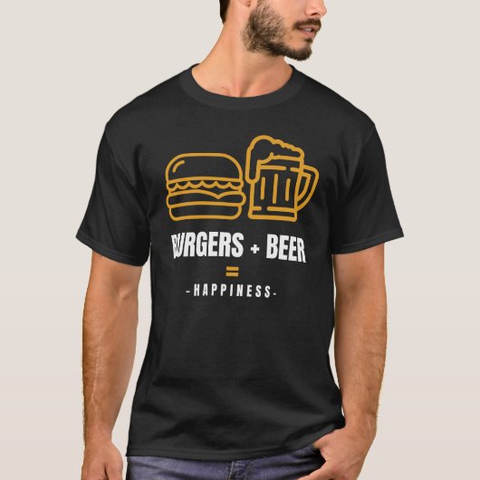 バーガー+ビール=幸せ Tシャツ (正面)
