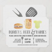 バーガー、ビール、赤ちゃん - カップルのベビーシャワー 招待状 (正面/裏面)