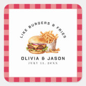 バーガー&フライスピクニックウェディングシャワー スクエアシール (正面)
