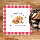 バーガー&フライスピクニックウェディングシャワー スクエアペーパーコースター