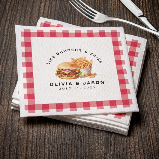 バーガー&フライスピクニックウェディングシャワー スタンダードカクテルナプキン