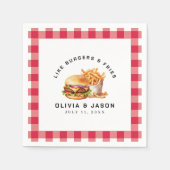 バーガー&フライスピクニックウェディングシャワー スタンダードカクテルナプキン (正面)