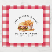 バーガー&フライスピクニックウェディングシャワー スパークリングワインラベル (シングルラベル)