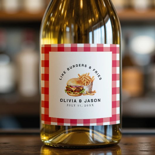 バーガー&フライスピクニックウェディングシャワー スパークリングワインラベル