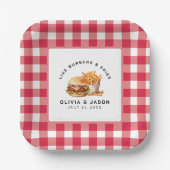 バーガー&フライスピクニックウェディングシャワー ペーパープレート (正面)