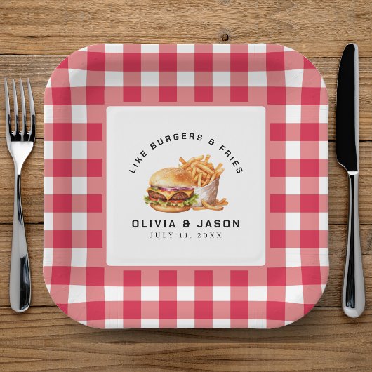 バーガー&フライスピクニックウェディングシャワー ペーパープレート