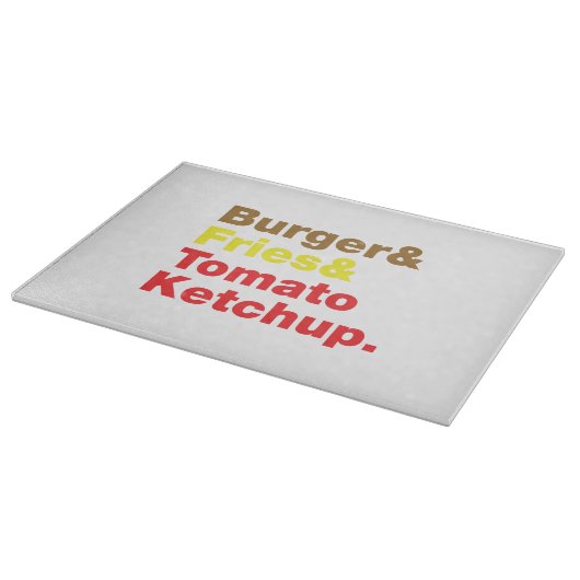 バーガー&フライ&トマトケチャップ。 カッティングボード (角)