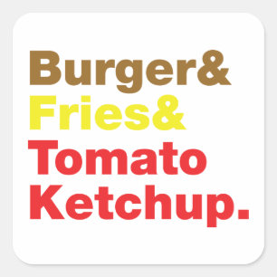 バーガー&フライ&トマトケチャップ。 スクエアシール
