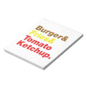 バーガー&フライ&トマトケチャップ。 ノートパッド
