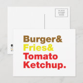 バーガー&フライ&トマトケチャップ。 ポストカード (正面/裏面)