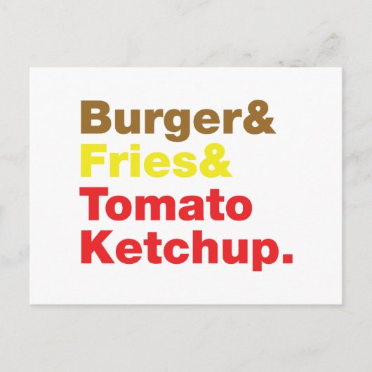 バーガー&フライ&トマトケチャップ。 ポストカード (正面)