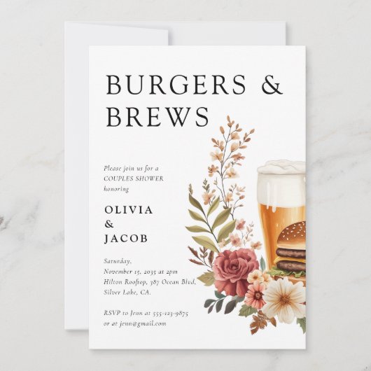バーガー&ブリーズカップルシャワー招待状 招待状 (正面)