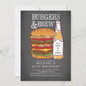 バーガー＆ブルー バーベキュー 誕生日 招待状 (正面)