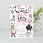 バーガー・ベイビーズ・BBQ ベビーシャワー招待状 招待状 (スタンド正面)