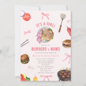 バーガー+ボーズクックアウトガールベビーシャワー招待状 招待状 (正面)