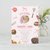 バーガー+ボーズクックアウトガールベビーシャワー招待状 招待状 (スタンド正面)