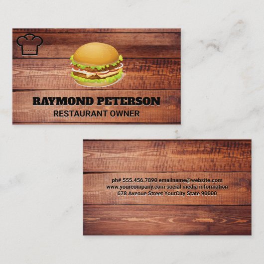 バーガー | レストラン 名刺 (正面/裏面)