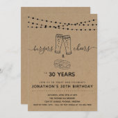 バーガー&応援&ビール誕生日パーティー – 任意の年齢 招待状 (正面/裏面)