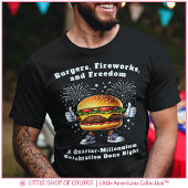 バーガー 花火 自由 250周年お祝い Tシャツ
