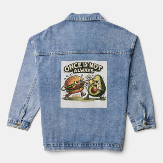バーガーVSアボカドのバトル デニムジャケット