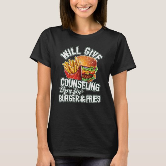 バーガ与えーとフライアスクンのカウンセリングのヒントを表示 Tシャツ (正面)