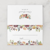 バーガ素朴ンディオレンジ水色フローラ結婚ズ プレイスカード (外部開封)