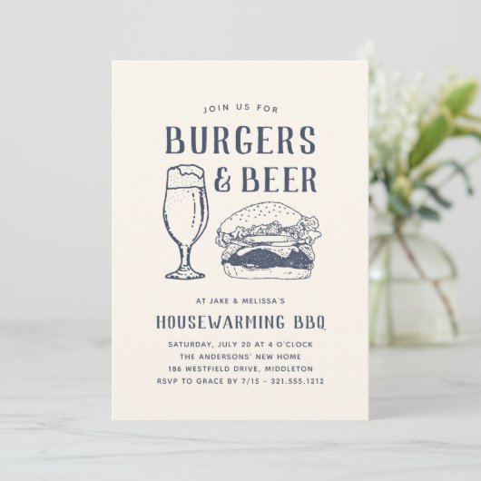 バーガ素朴ース&ビール引っ越し祝いパーティーパーティー 招待状 (スタンド正面)