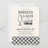 バーガ素朴ース&ビール引っ越し祝いパーティーBBQパーティー 招待状 (正面)