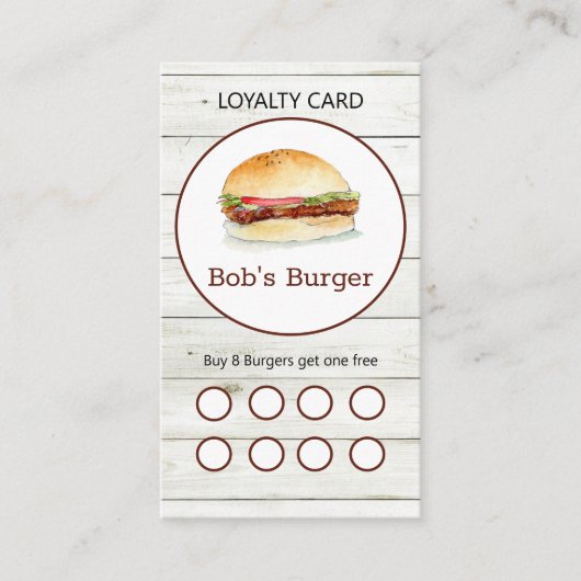 バーガ素朴ーレストランロイヤリティ名刺 名刺 (正面)