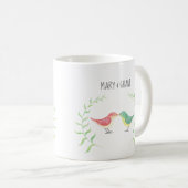 バーキスをするズキュートウッドランドラブバード名前をカスタムする コーヒーマグカップ (正面右)