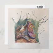 バーキングバブーン葉書スタイルノテカード サンキューカード (正面/裏面)