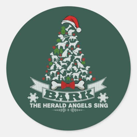 バーククリスマスドッグノベルティ ラウンドシール (正面)