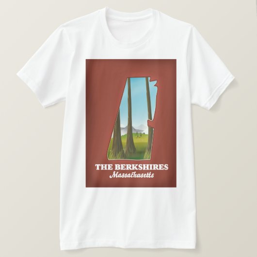 バークシャー・マサチューセッツ州地図 Tシャツ (デザイン正面)