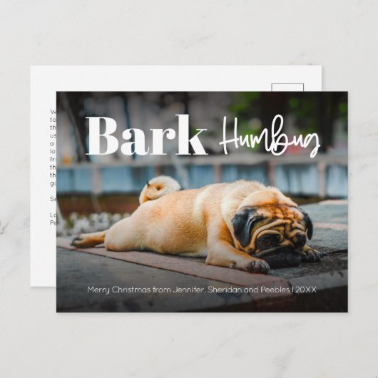 バークフンバグかわいいモダンカスタムフォトホリデーポスト シーズンポストカード (正面/裏面)