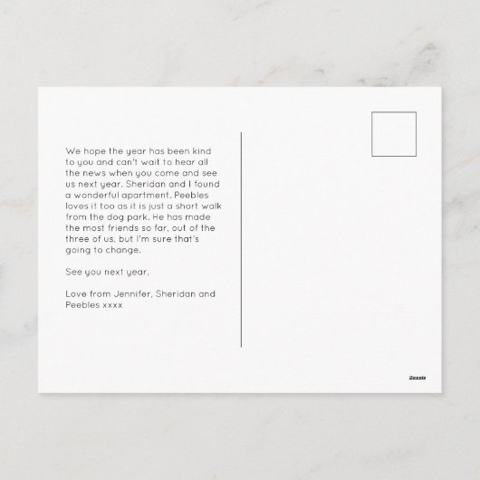 バークフンバグかわいいモダンカスタムフォトホリデーポスト シーズンポストカード (裏面)