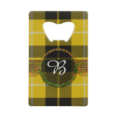 バークレイの服のタータンチェックおよびモノグラム クレジットカード栓抜き (正面)