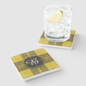 バークレイの服のタータンチェックおよびモノグラム ストーンコースター (横)