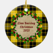 バークレイクランバッジ&タータンチェックパーソナライズされたクリスマス セラミックオーナメント (裏面)