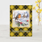 バークレイクレスト&タータンチェック(ロビン付パーソナライズされた) カード (黄色い花)