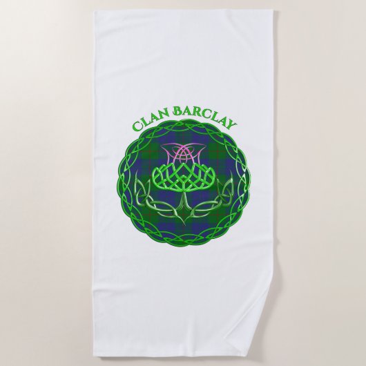 バークレイスコットランドタータンチェックケルトのアザミ ビーチタオル (正面)