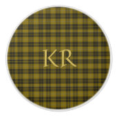 バークレイタータンチェックとイニシャルスコティッシュプレイド セラミックノブ (正面)