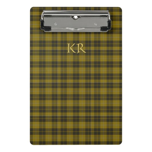 バークレイタータンチェックとイニシャルスコティッシュプレイド ミニクリップボード (正面)
