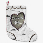 バーク素朴ウッド彫りハート《植物》アスペンツリー スモールクリスマスストッキング (正面)