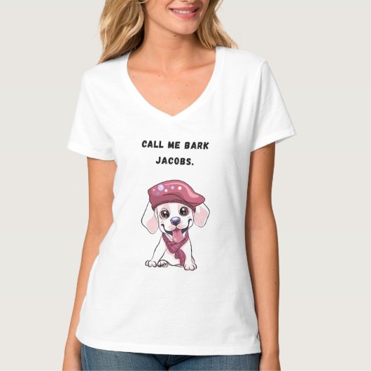 バーク・ジェイコブスと呼んで。面白い犬 Tシャツ (正面)