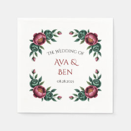 バーグエレガントンディとエメラルドの牡丹結婚の スタンダードカクテルナプキン