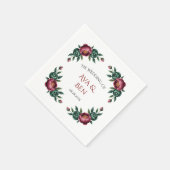 バーグエレガントンディとエメラルドの牡丹結婚の スタンダードカクテルナプキン (角)