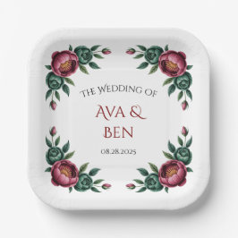 バーグエレガントンディとエメラルドの牡丹結婚の ペーパープレート