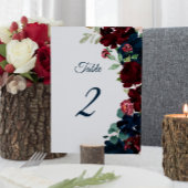 バーグエレガントンディとネイビーの花の表2結婚の テーブルナンバー