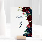 バーグエレガントンディとネイビーの花の表4結婚の テーブルナンバー